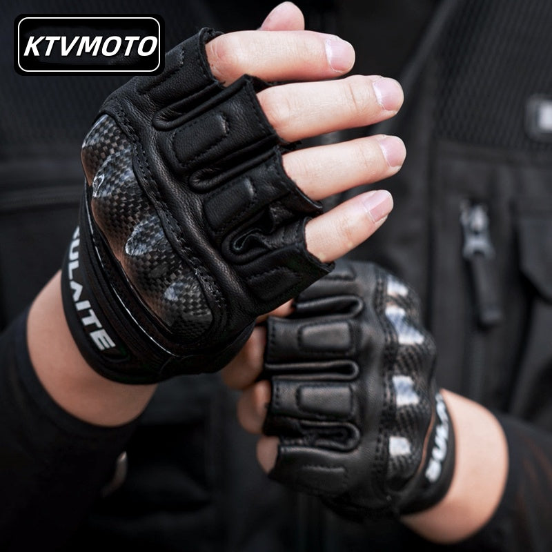 Half Finger Carbon Fiber Leather Gloves-G11