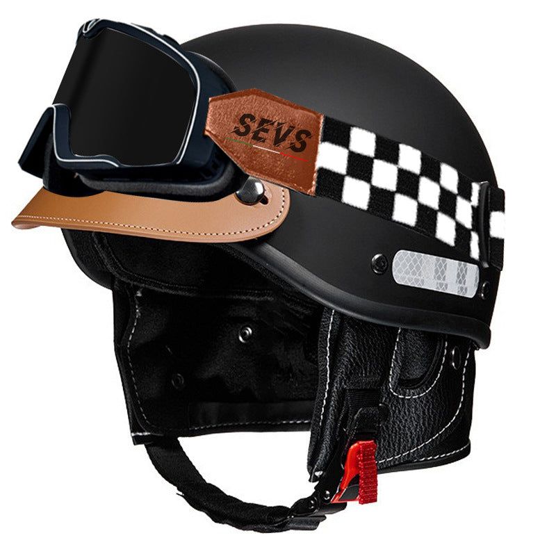 Retro cruiser half helmet with earmuffs- I16