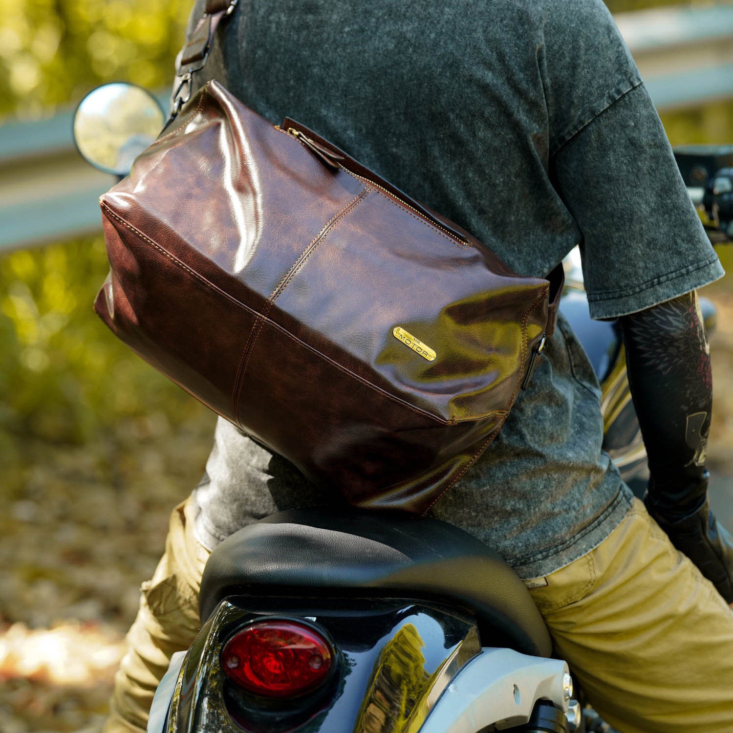 Retro motorcycle soft PU leather crossbody bag-B13