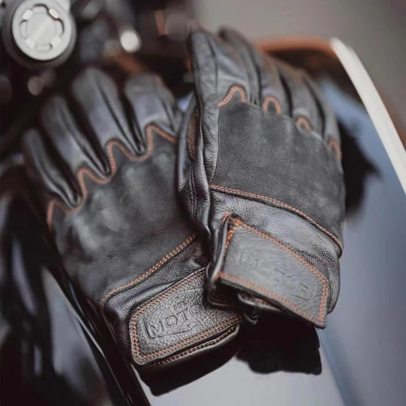 Vintage sheepskin motorcycle gloves-G40