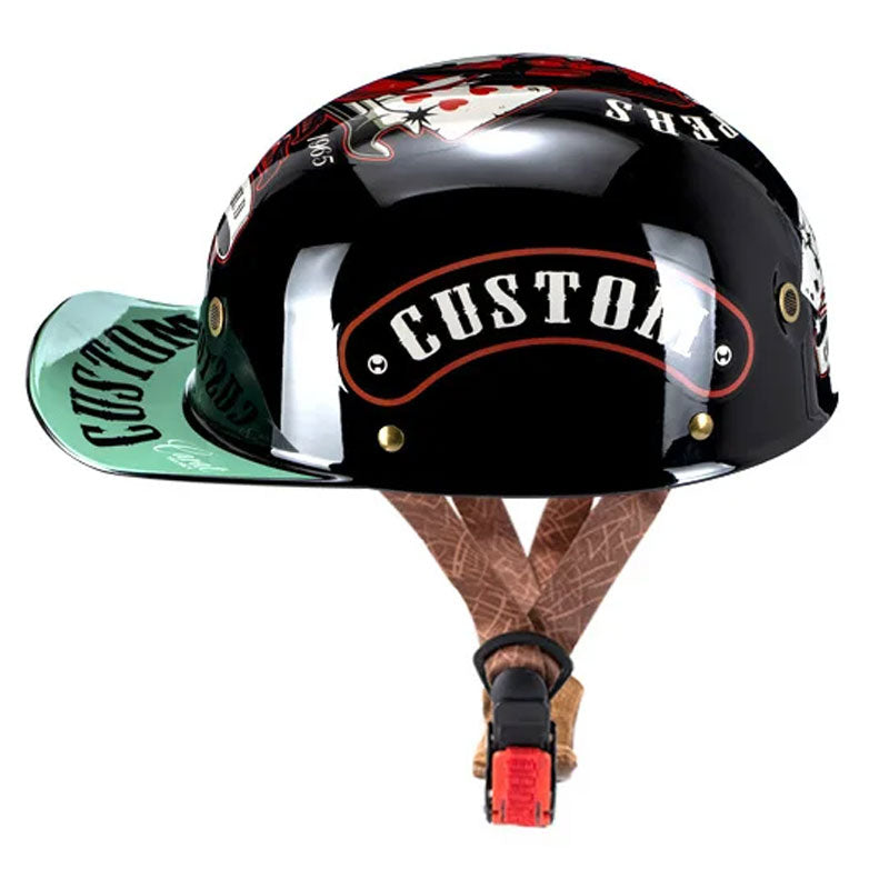 Retro baseball cap, retro motorcycle half helmet-I14