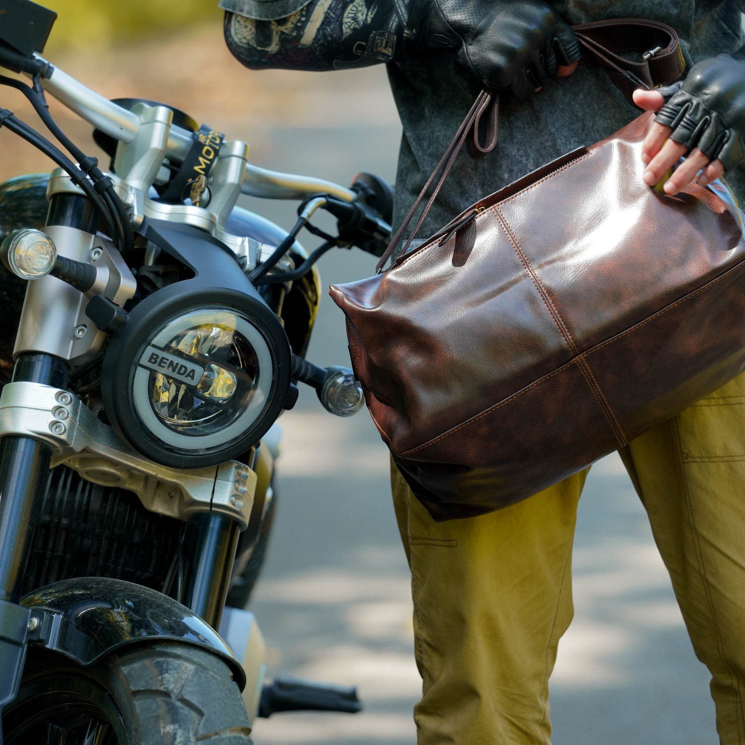 Retro motorcycle soft PU leather crossbody bag-B13