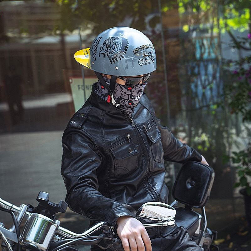 Retro baseball cap, retro motorcycle half helmet-I14