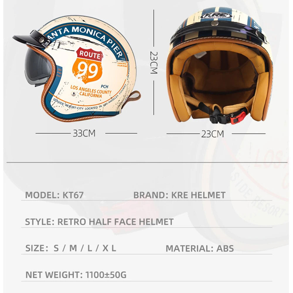 DOT Retro Motorcycle Shockproof Protective Helmet-I09