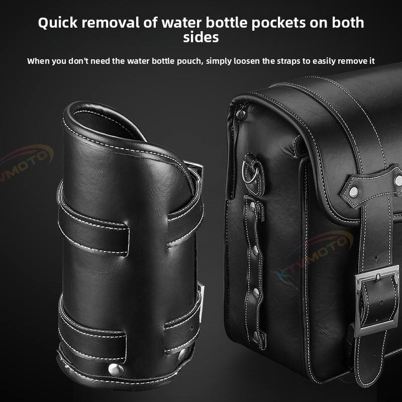 Vintage double-sided leather bicycle and motorcycle travel bag-B09