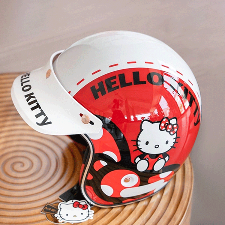 Hello Kitty Retro Motorcycle Helmet-I40