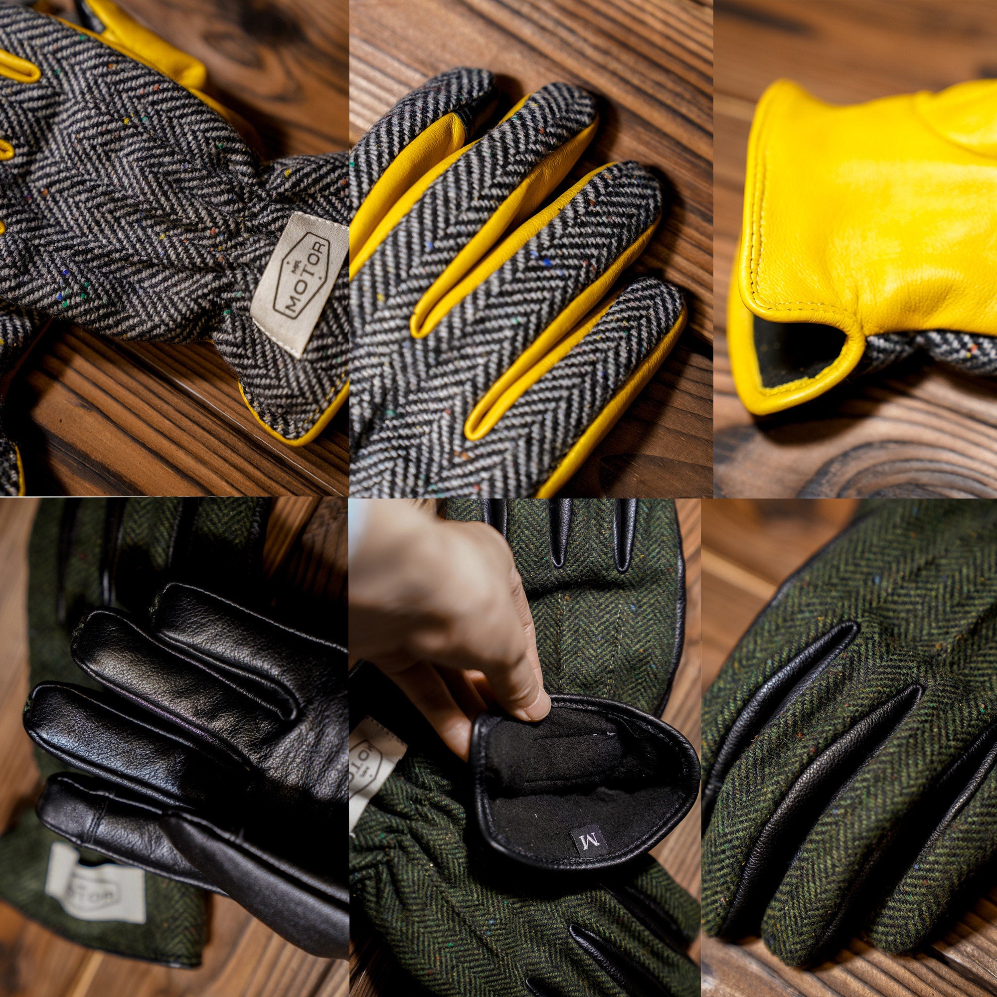 Retro Genuine Leather Patchwork Long Biker Gloves-G51