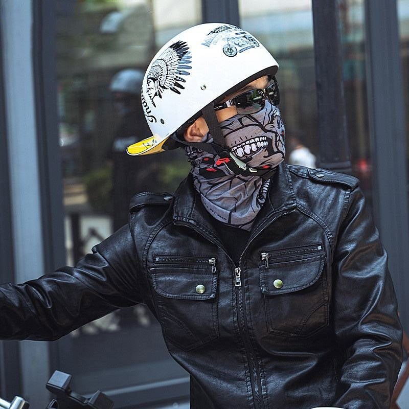 Retro baseball cap, retro motorcycle half helmet-I14