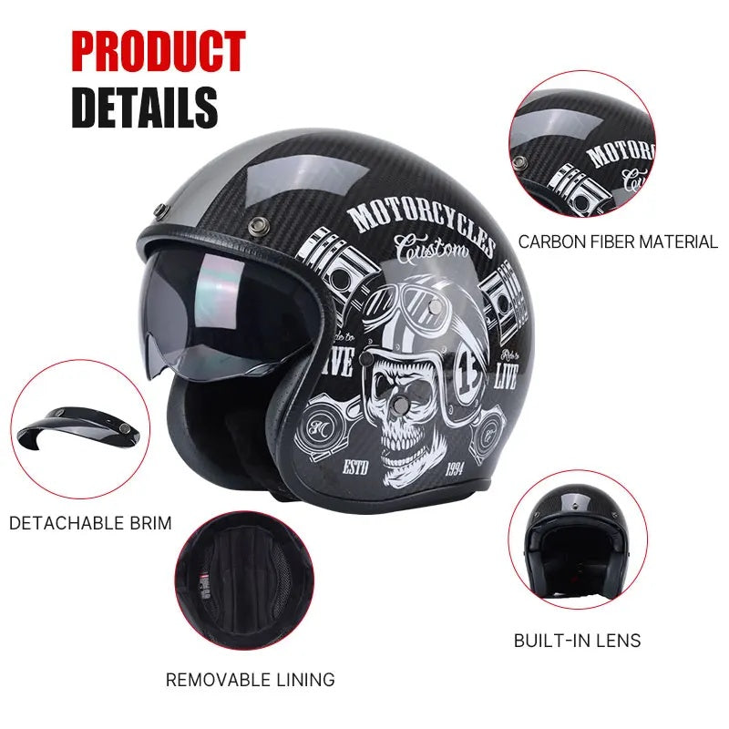Stylish Textured Carbon Fiber Cycling Half-Helmet-I34