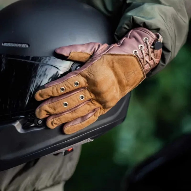 Retro cowhide windproof motorcycle gloves-G36