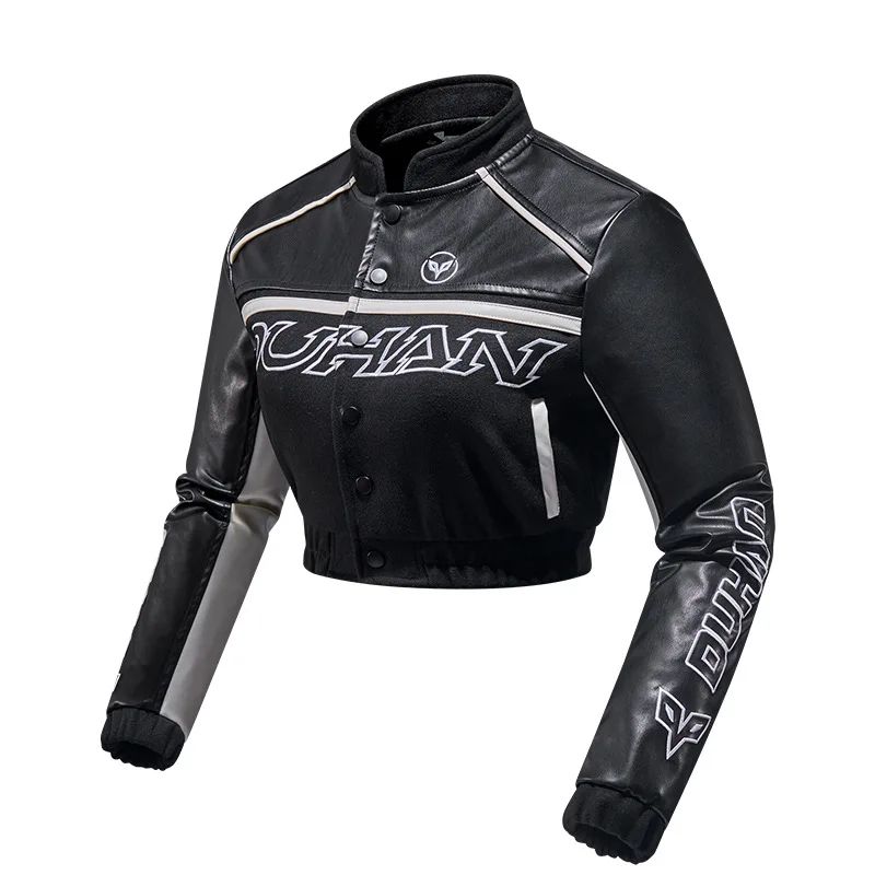 Women's PU Leather Wool Cycling Jacket-J45