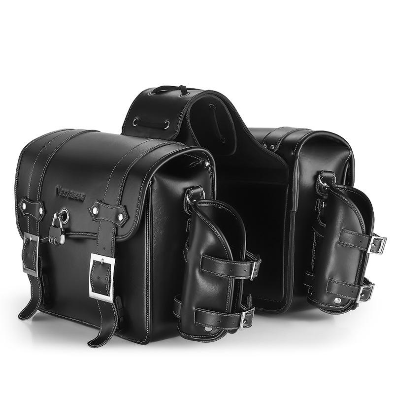 Vintage double-sided leather bicycle and motorcycle travel bag-B09