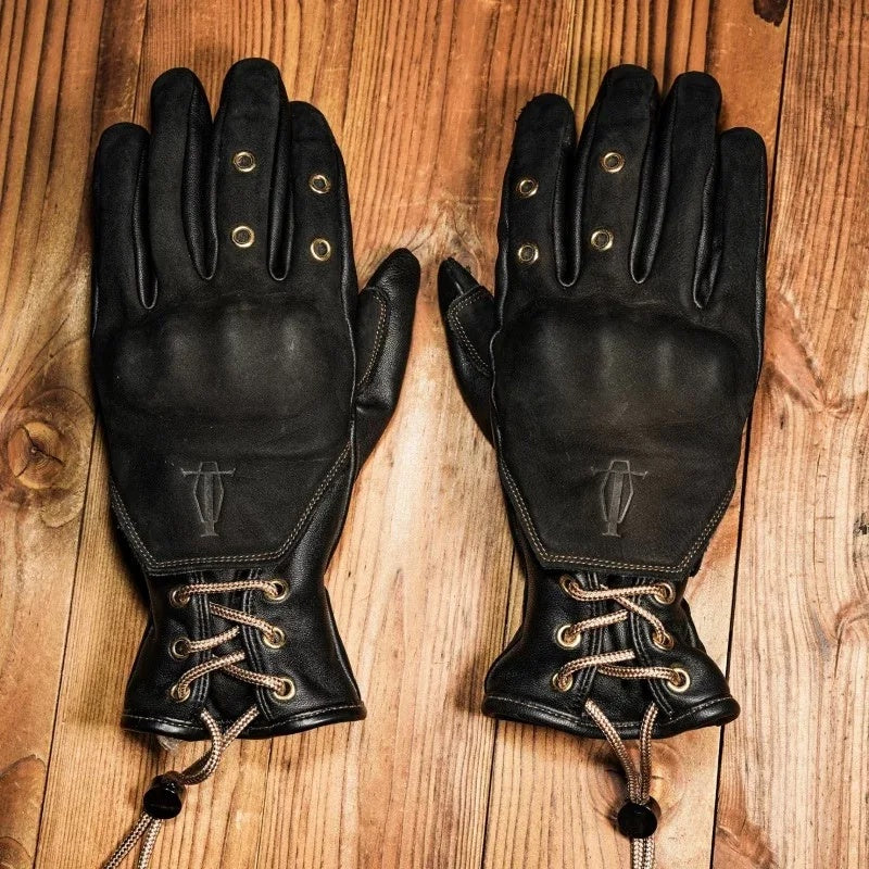 Retro cowhide windproof motorcycle gloves-G36