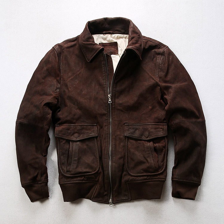 Vintage distressed A2 Pakistani goatskin flight jacket - A43