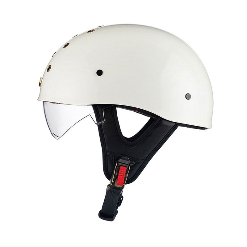 KTVMOTO Retro Skull Half Helmet with Visor for Motorcycle Riders- I28