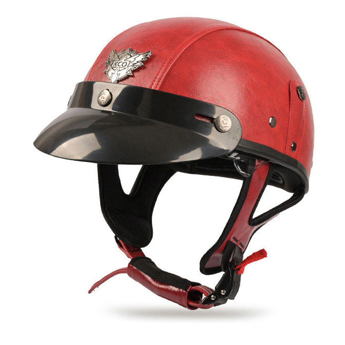 Retro cruiser motorcycle helmet with concealed inner visor-I31