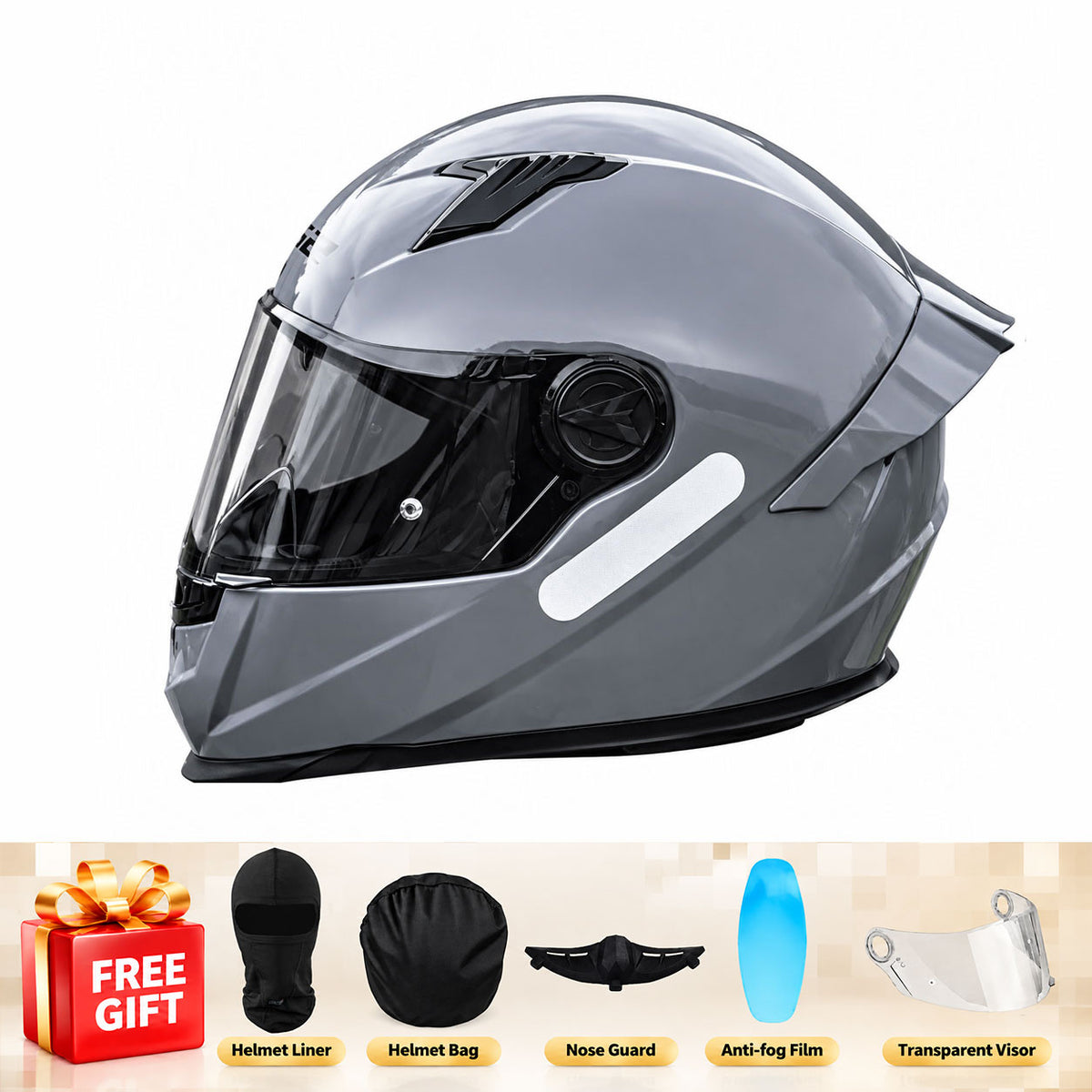 Full-face motorcycle helmet with a large rear spoiler and mosaic pattern-I312