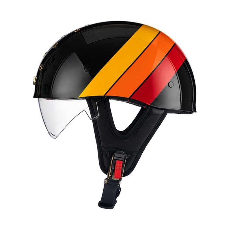 KTVMOTO Retro Skull Half Helmet with Visor for Motorcycle Riders- I28