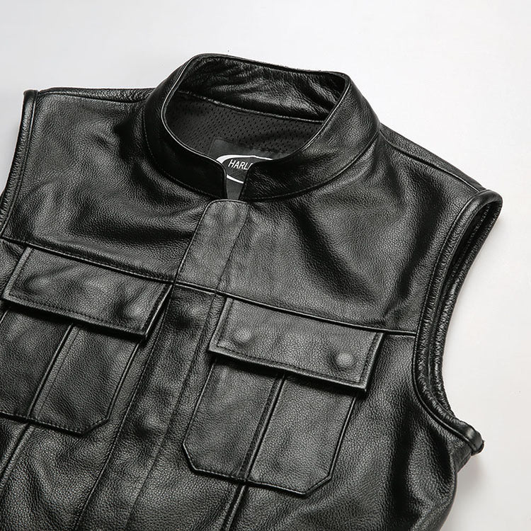 Harley vest sons of anarchy top layer cowhide motorcycle vest