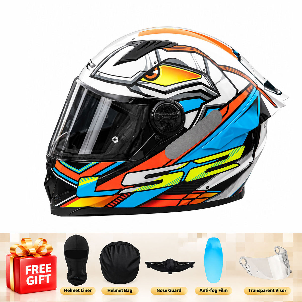 Full-face motorcycle helmet with a large rear spoiler and mosaic pattern-I312