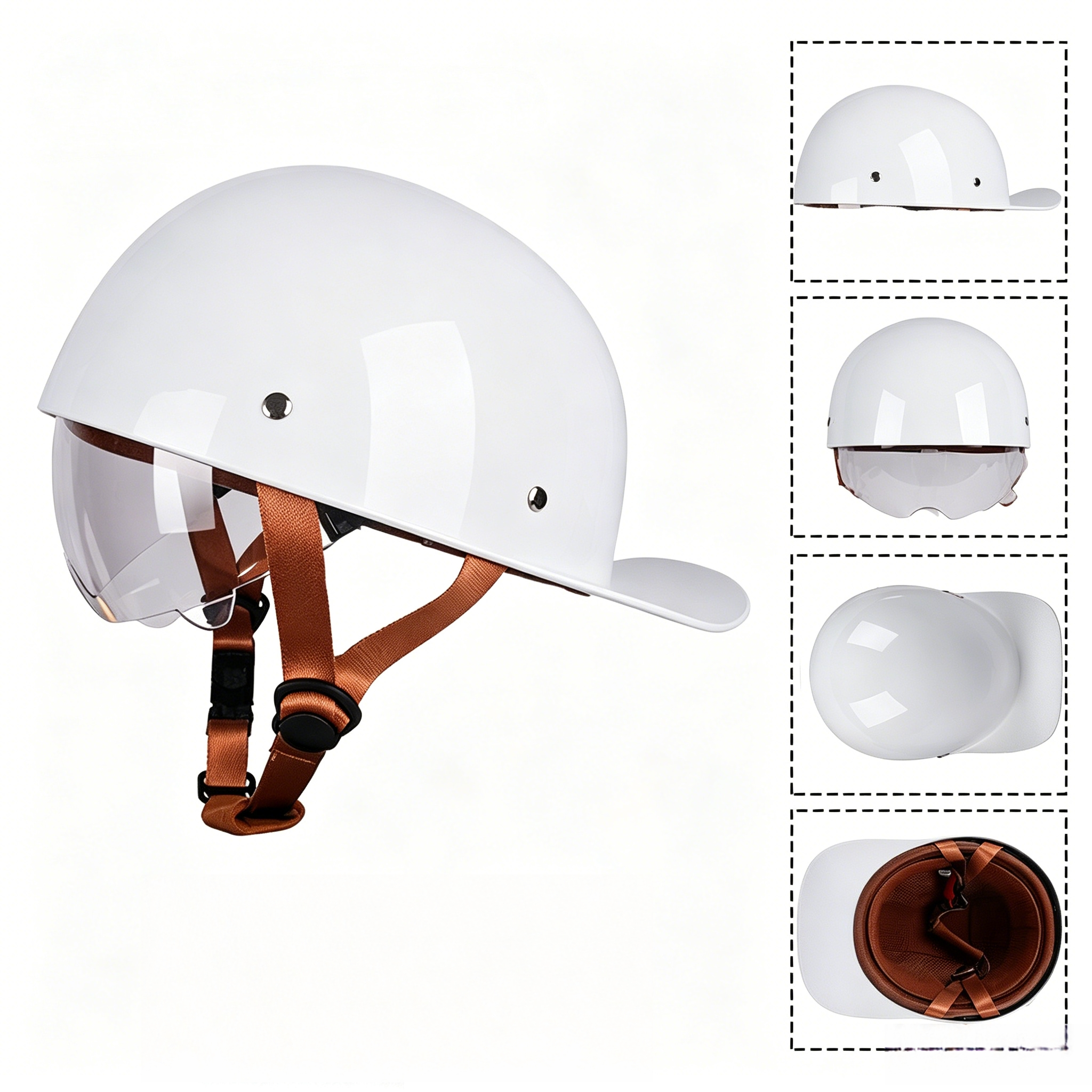 Retro cruiser motorcycle half helmet- I07