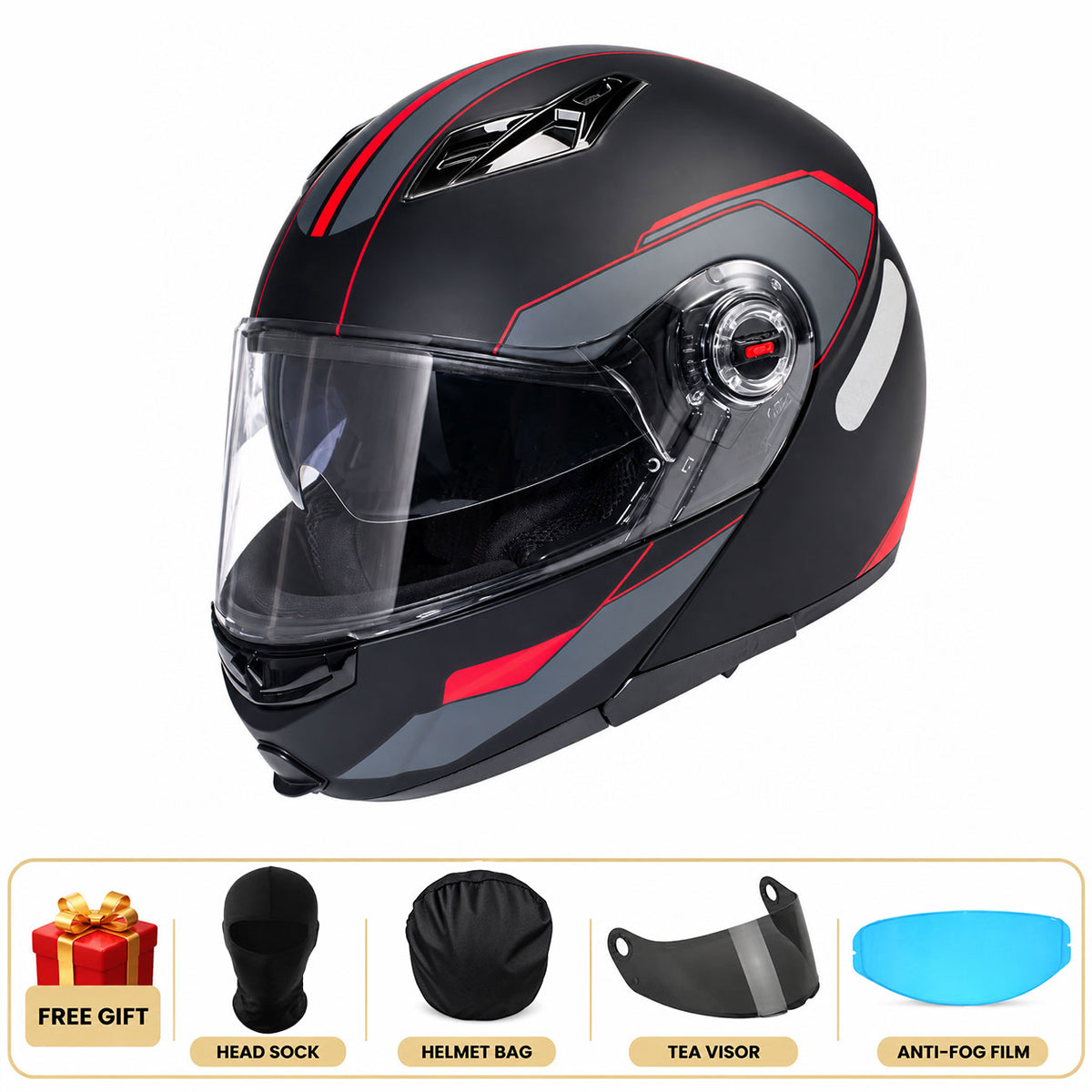 Modular Motorcycle Helmet with Dual Visors for Touring-I311
