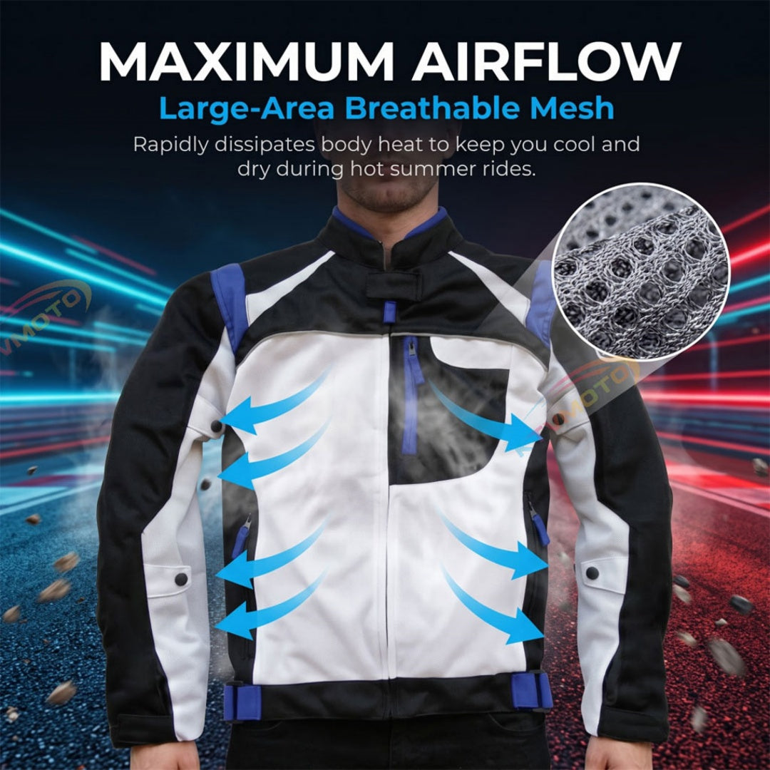 Retro Mesh Motorcycle Racing Jacket-J47