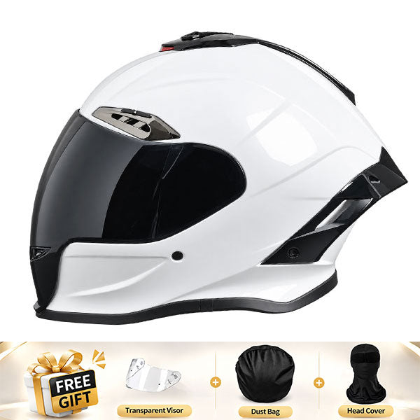 Cool full-face motorcycle helmet, featuring a rear spoiler and an extended visor-I308