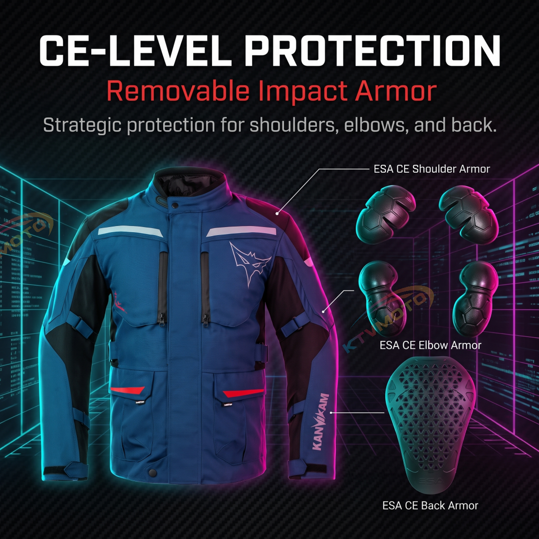 Warm Motorcycle Touring Jacket with Removable Liner-J51