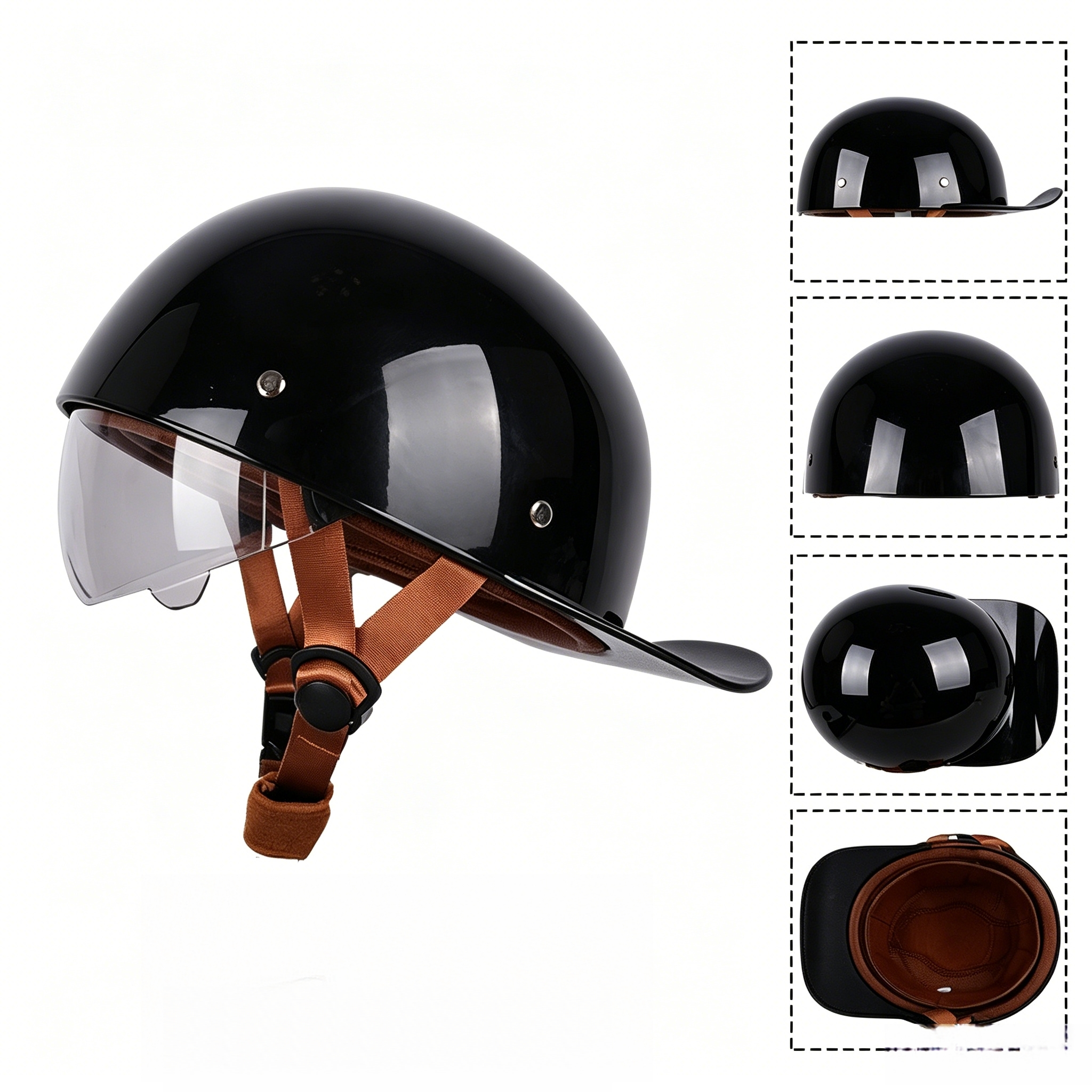 Retro cruiser motorcycle half helmet- I07