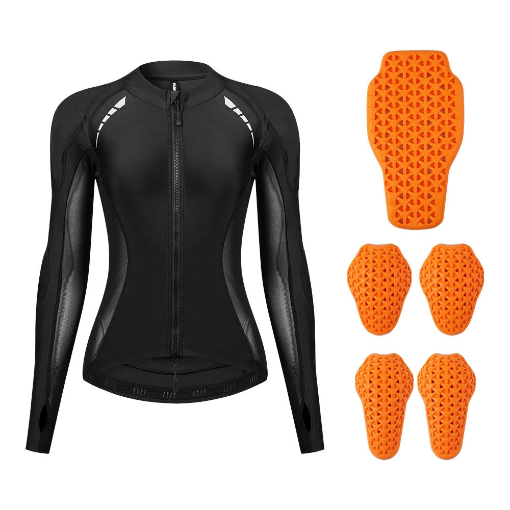 Women's motorcycle slim-fit jacket and pants set with removable padding-J37