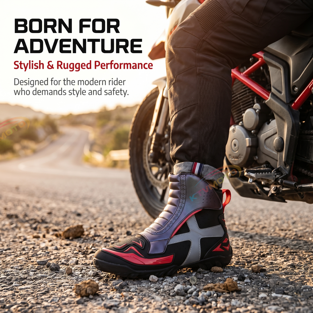 Stylish motorcycle riding boots for outdoor leisure-K123