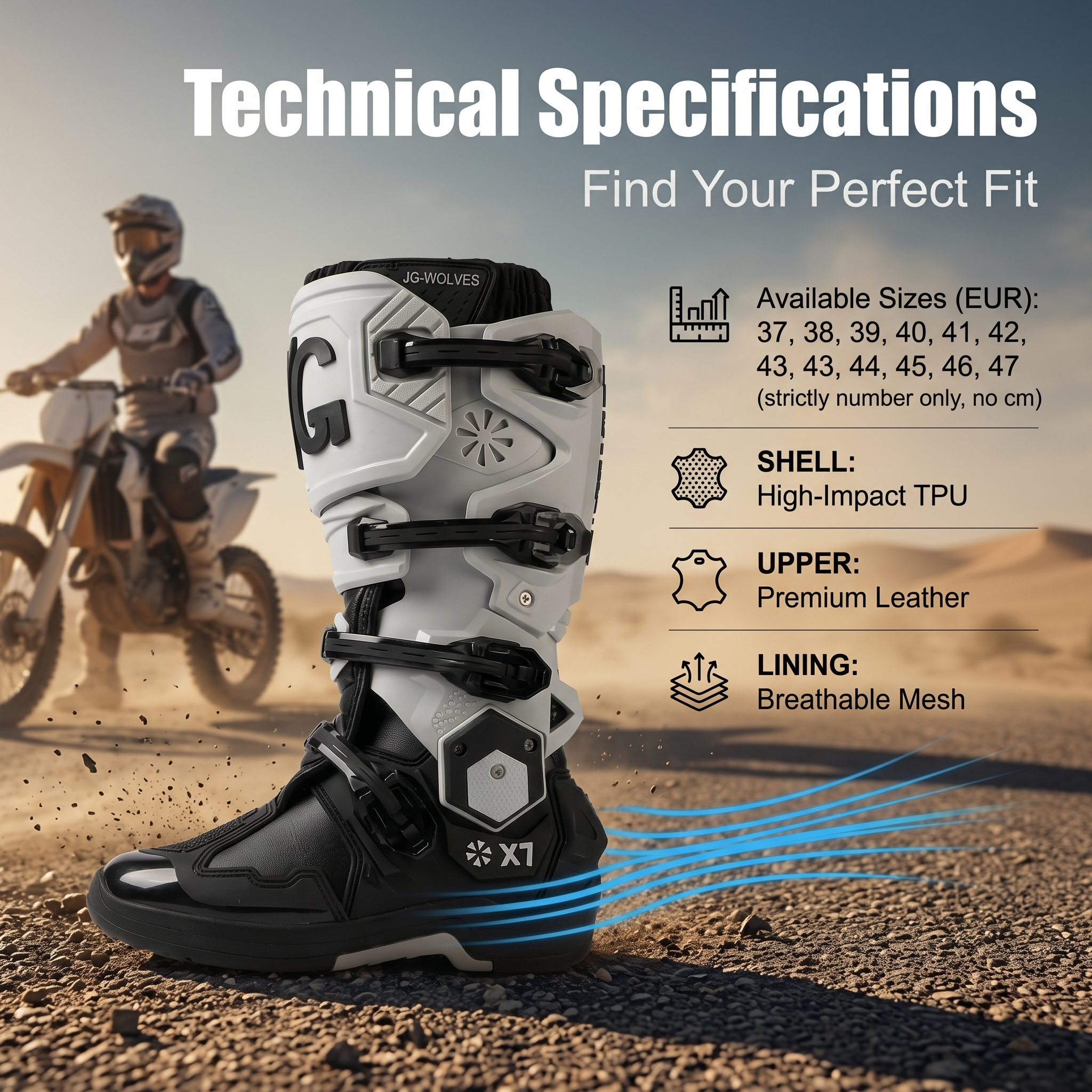 Off-road and rally motorcycle boots featuring a hinged structure-K72