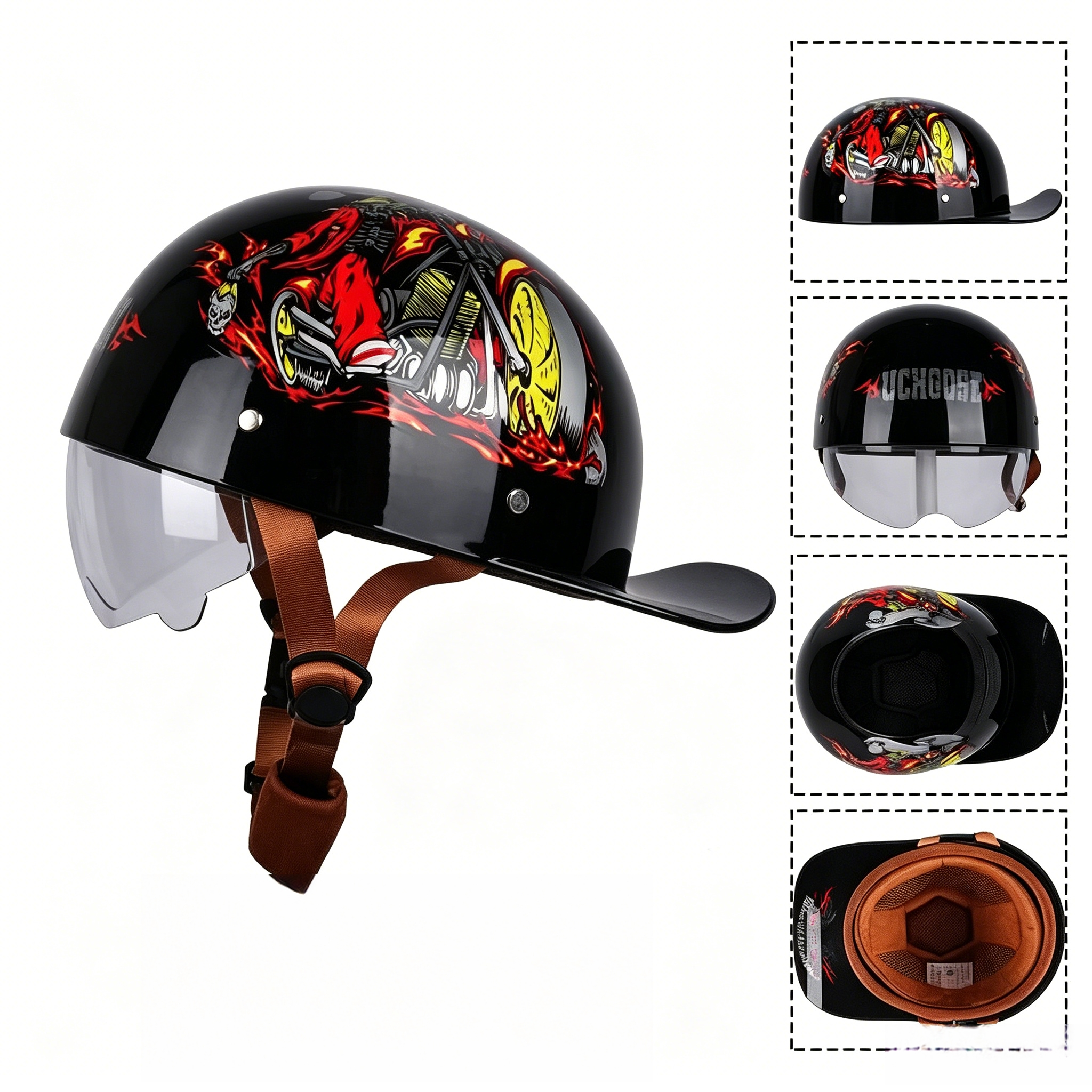 Retro cruiser motorcycle half helmet- I07
