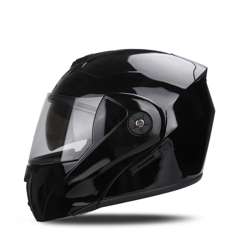 Motorcycle flip-up helmet with lightweight dual-lens design-I145