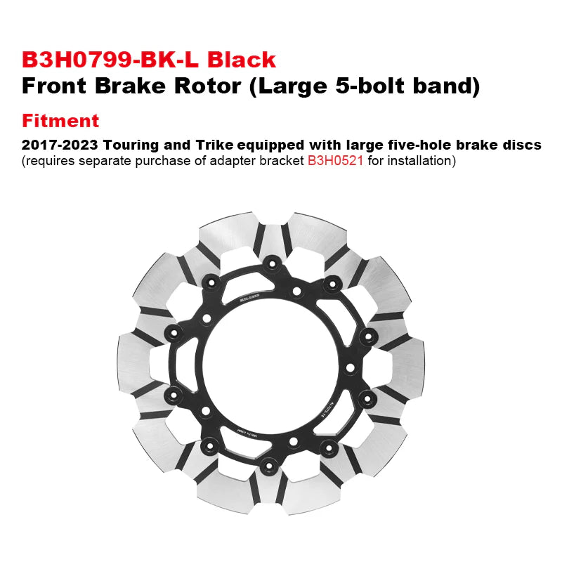 PB Style 5-Bolt Performance 13 Inch Front Brake Rotor for HD Touring and Softail Motorcycle Brake Systems