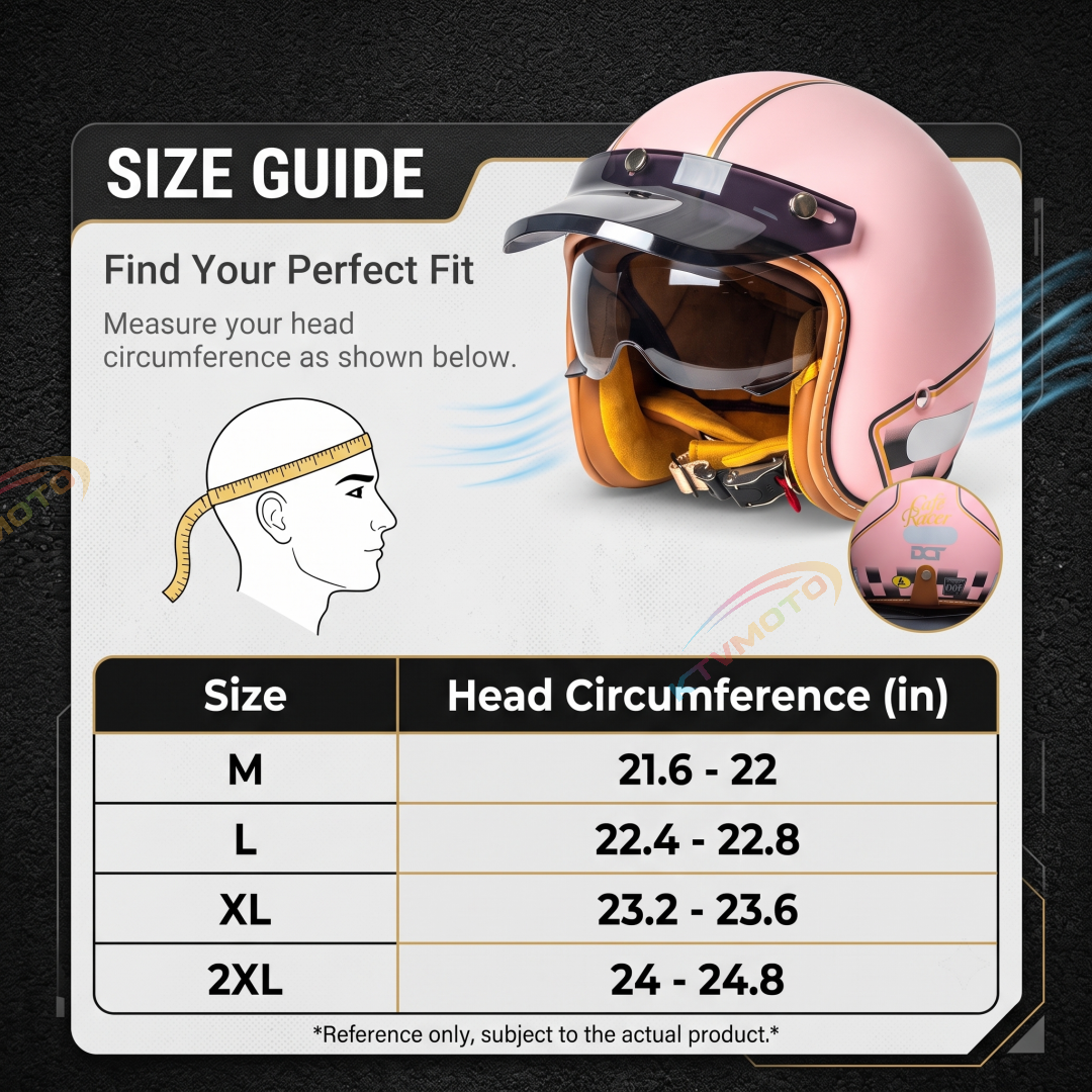 Retro-style open-face 3/4 motorcycle helmet-I140