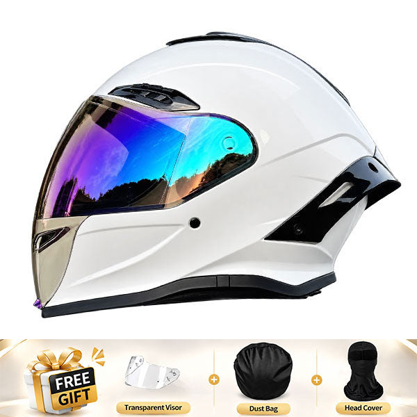 Cool full-face motorcycle helmet, featuring a rear spoiler and an extended visor-I308