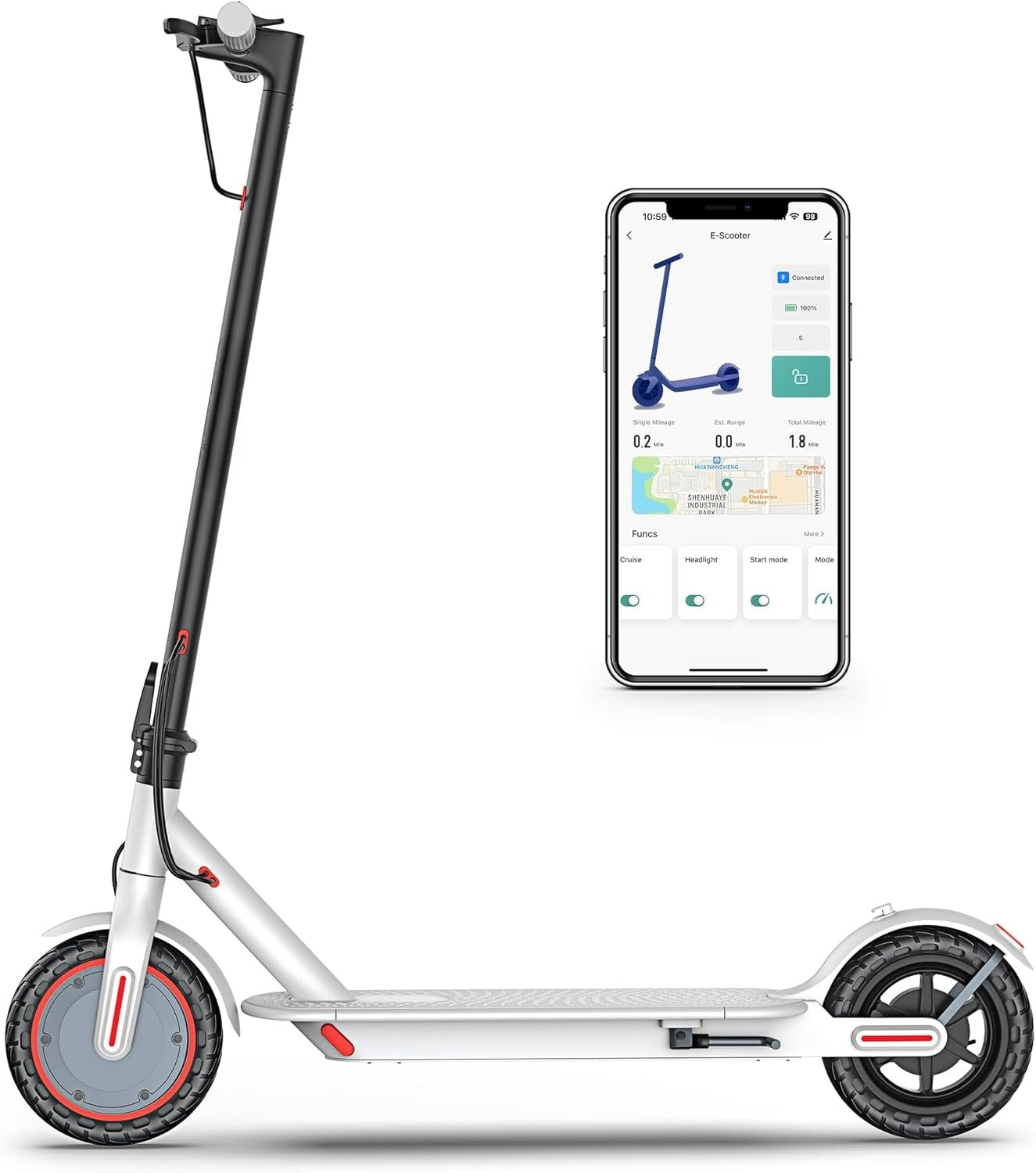 Adult Electric Scooter, 8.5-inch/10-inch Tire, 19/22 Miles/350W/500W Motor, 21-28 Mile Range, Folding Electric Scooter