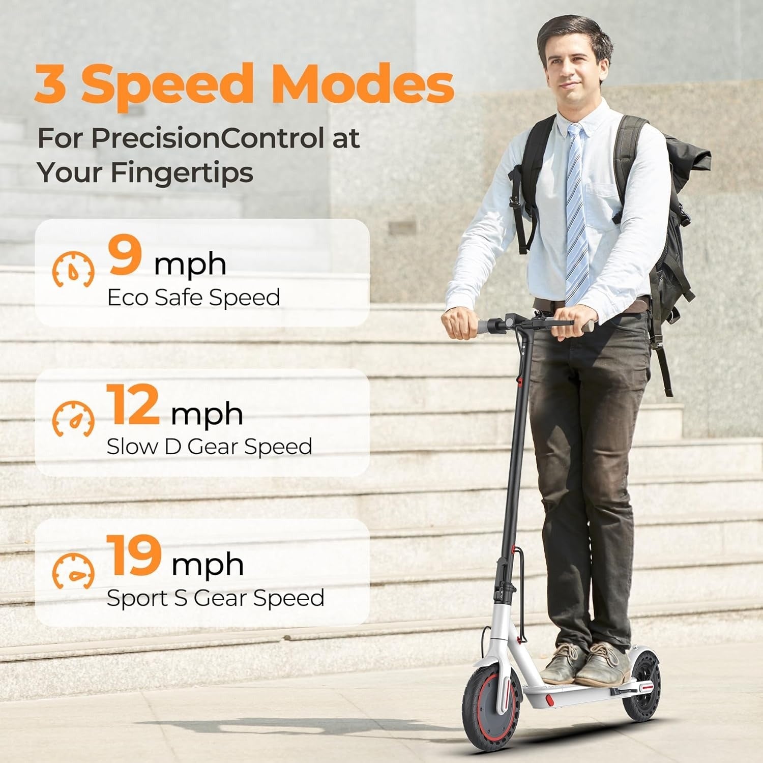 Adult Electric Scooter, 8.5-inch/10-inch Tire, 19/22 Miles/350W/500W Motor, 21-28 Mile Range, Folding Electric Scooter