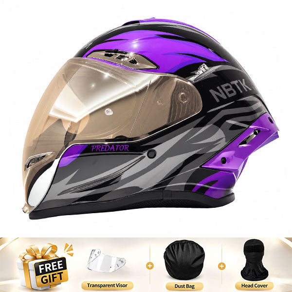 Cool full-face motorcycle helmet, featuring a rear spoiler and an extended visor-I308