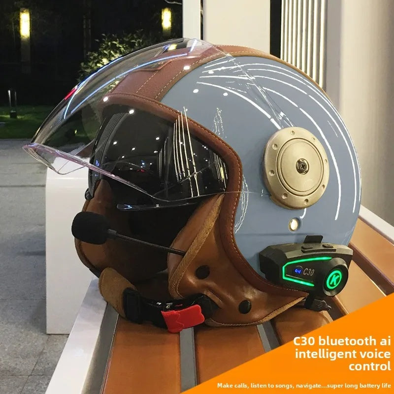 Dual-lens open-back Bluetooth motorcycle helmet-I27