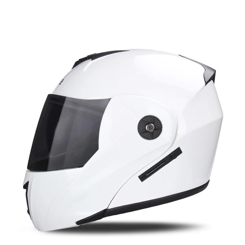 Motorcycle flip-up helmet with lightweight dual-lens design-I145