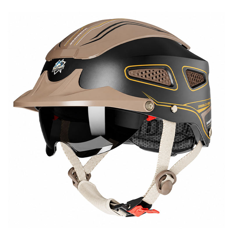 KTVMOTO Vintage Motorcycle Half Helmet with Sun Visor-I270