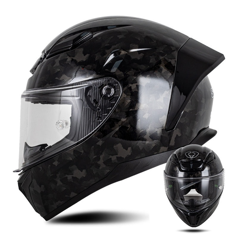 Carbon fiber textured motorcycle helmet racing equipment — I56
