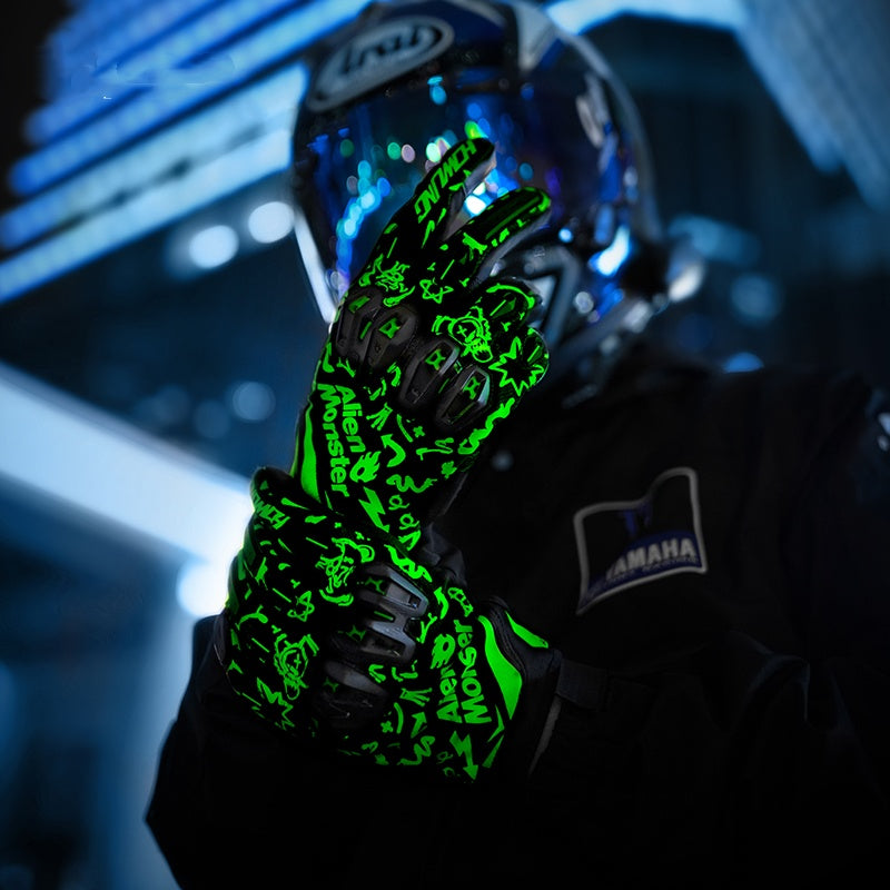 CE certified luminous leather gloves-G20