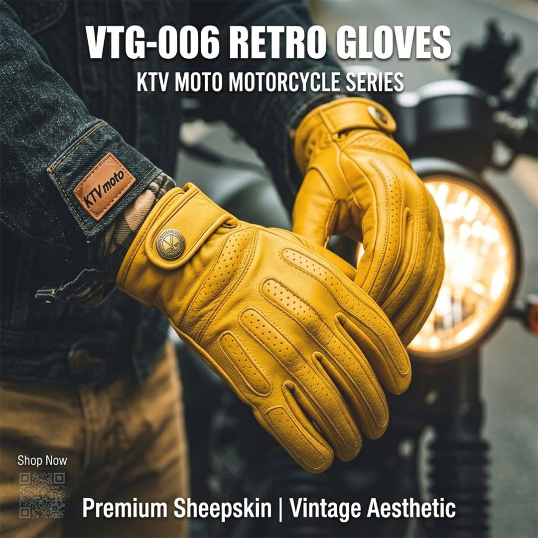 Retro Cruiser Motorcycle Gloves Genuine Leather Sheepskin Harley Crashproof-G72