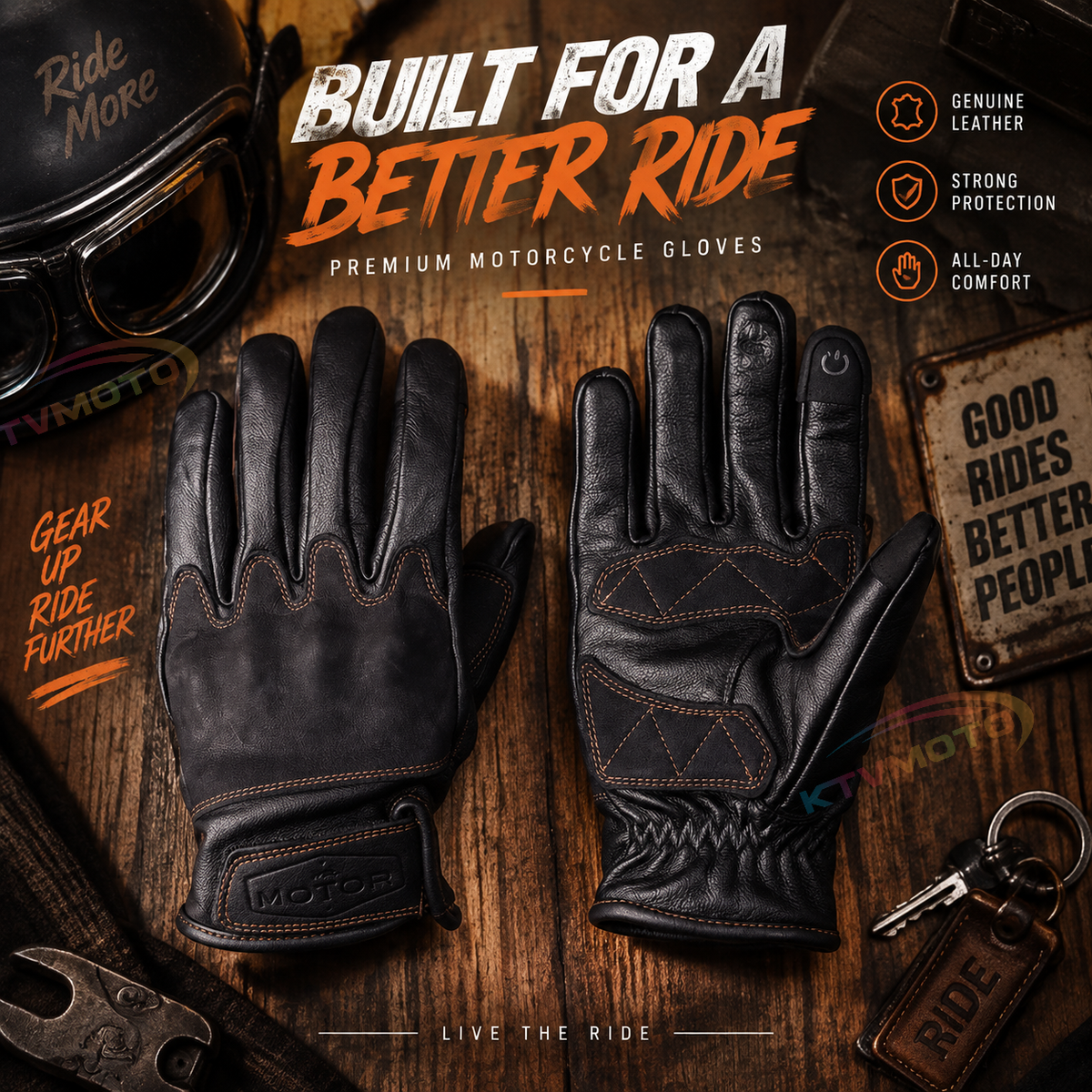 KTVMOTO Vintage sheepskin motorcycle gloves-G40