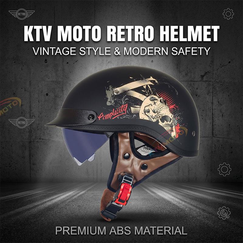 Retro-style cruiser motorcycle half helmet-I13