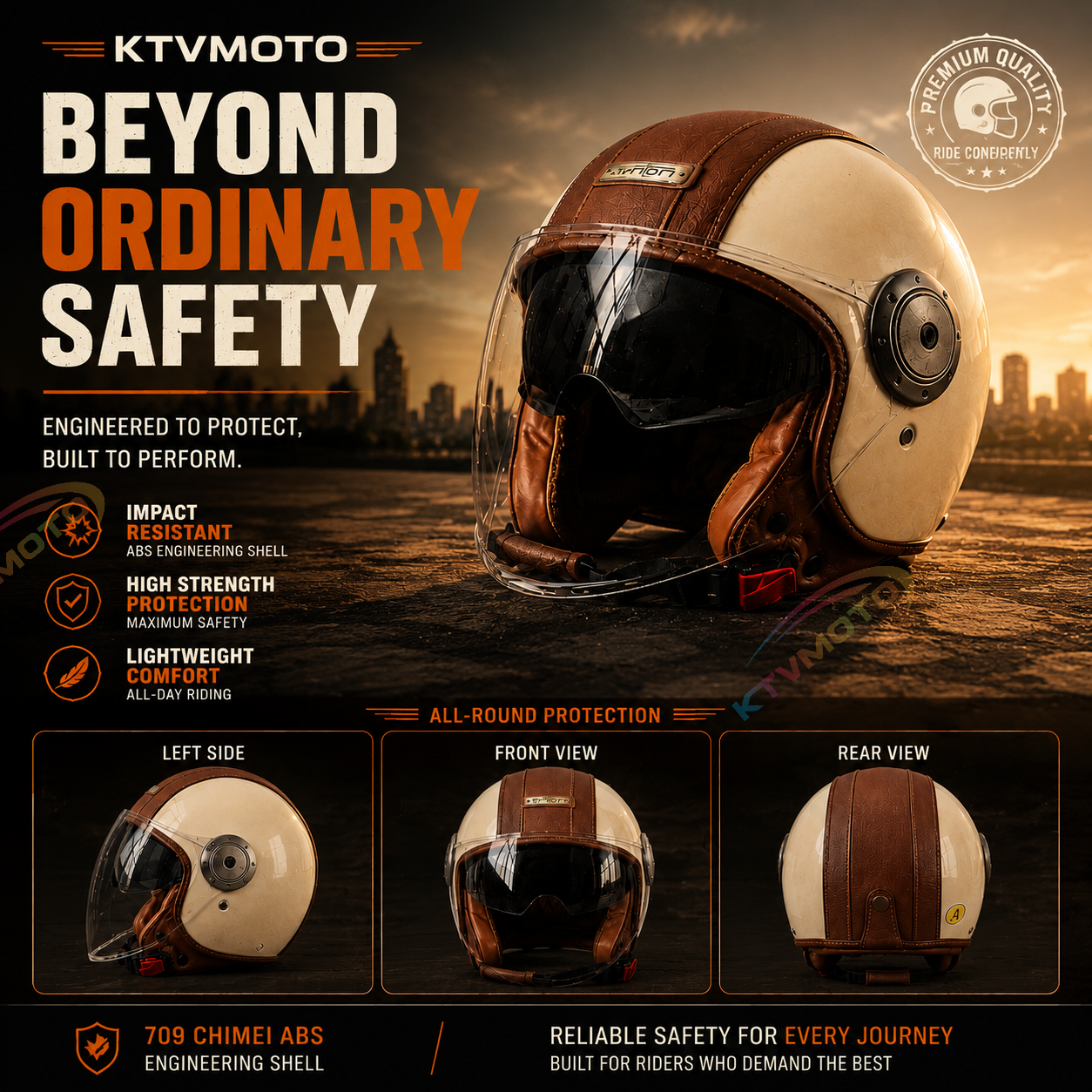Dual-lens open-back Bluetooth motorcycle helmet-I27